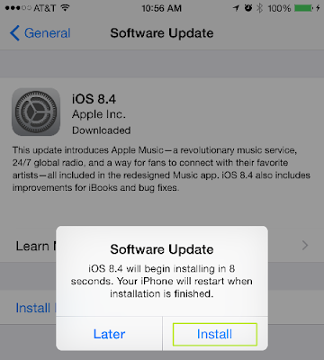 Mulai proses instal update software iOS.