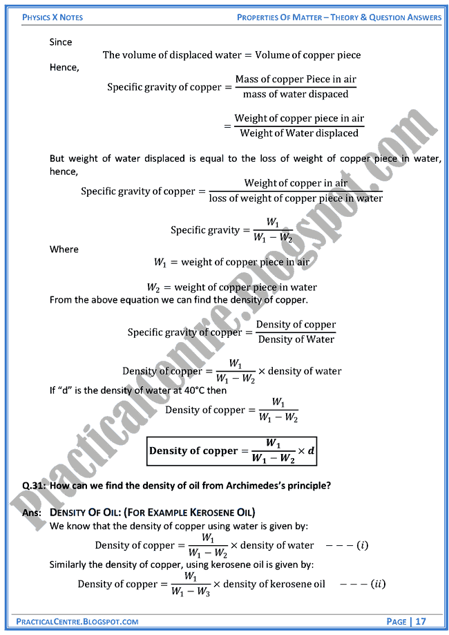 Properties Of Mater - Theory & Question Answers - Physics X