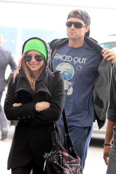 Brody Jenner and Avril Lavigne at Heathrow Airport