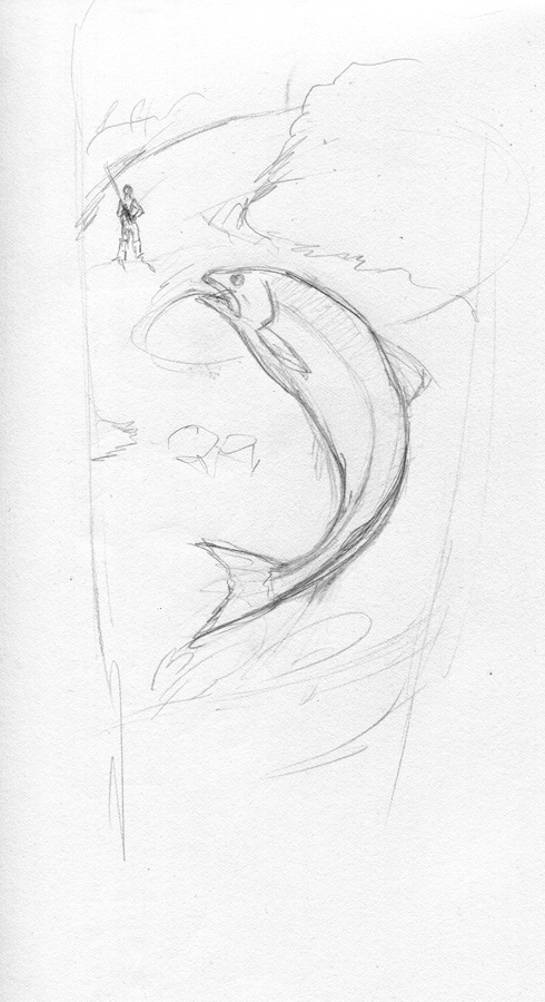 Fly Fisherman Sketch