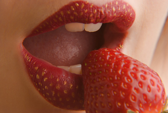 Hot Red Strawberry Lip Art Makeup