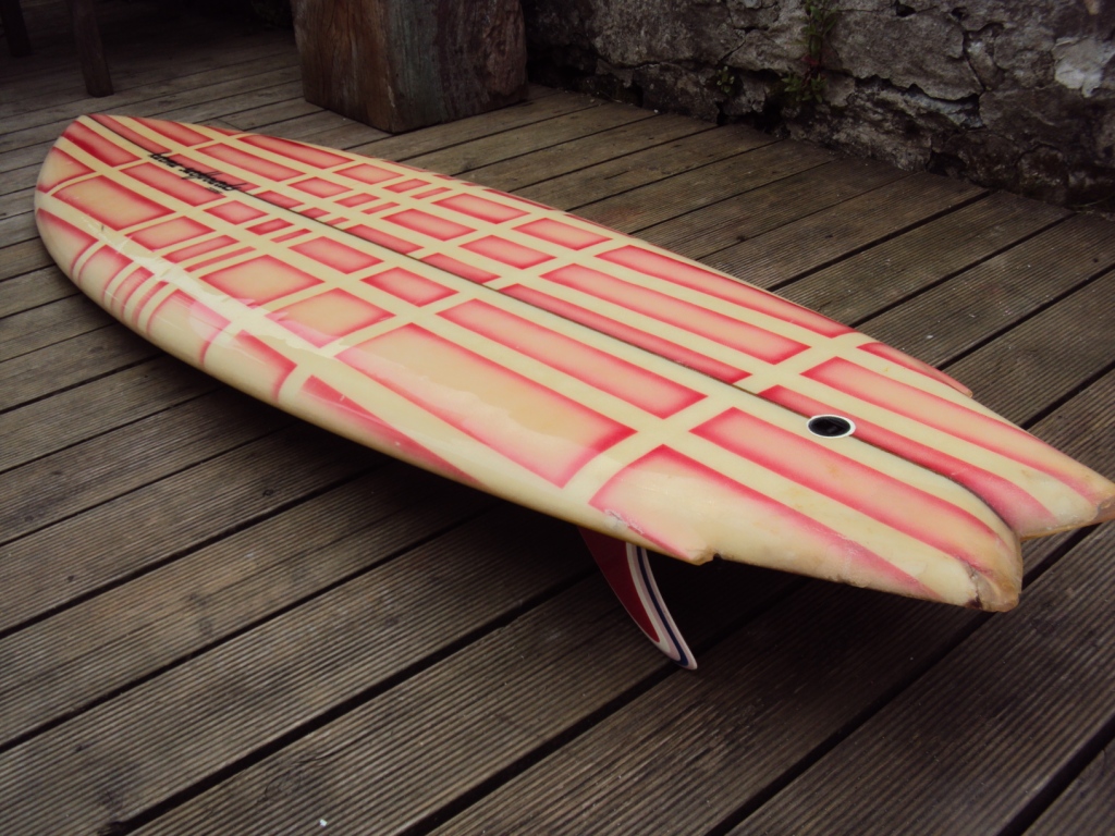vintage surfboard collector UK Karma twin fin by Dave Farrow