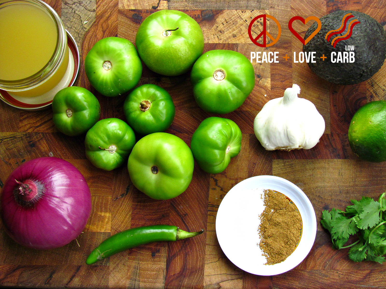 Roasted Tomatillo Avocado Salsa Verde Peace Love and Low Carb