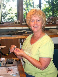 Pat at work in her jewelery studio