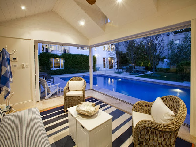 Hampton style pool house decoration - Driftwood Interiors Blog