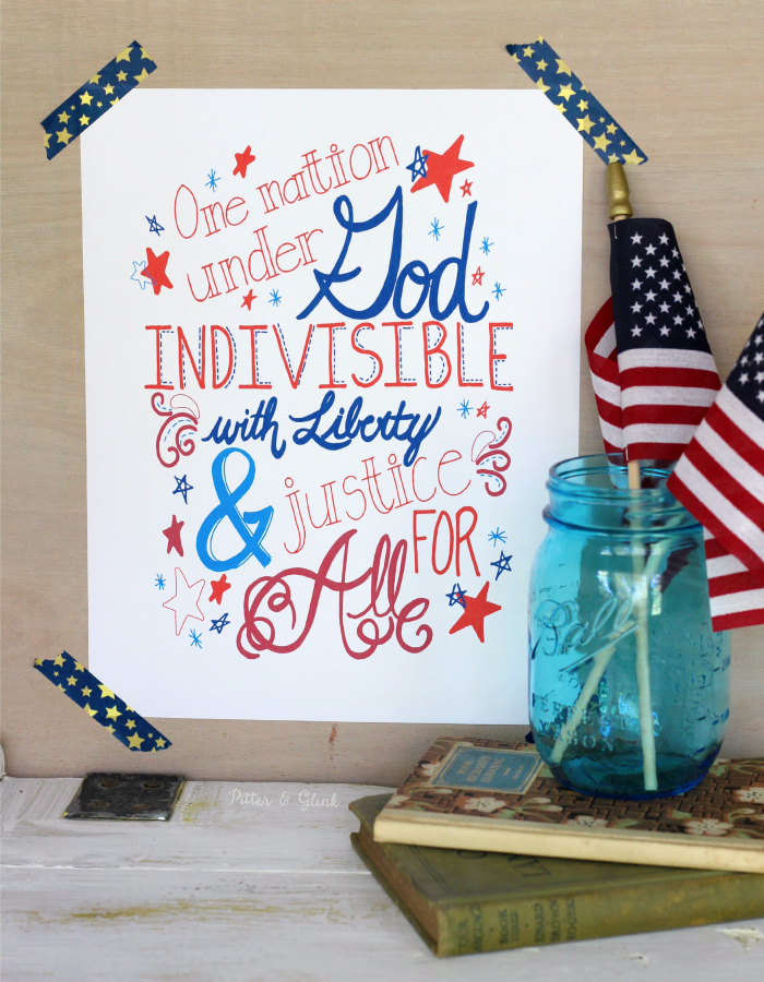 PitterAndGlink: Free Hand-Lettered Patriotic Printable