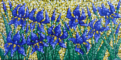 Golden Land Iris Lizzards Gallery Duluth MN Aaron Kloss Golden Land Iris, Lizzards Gallery, Duluth MN, Aaron Kloss, Pointillism