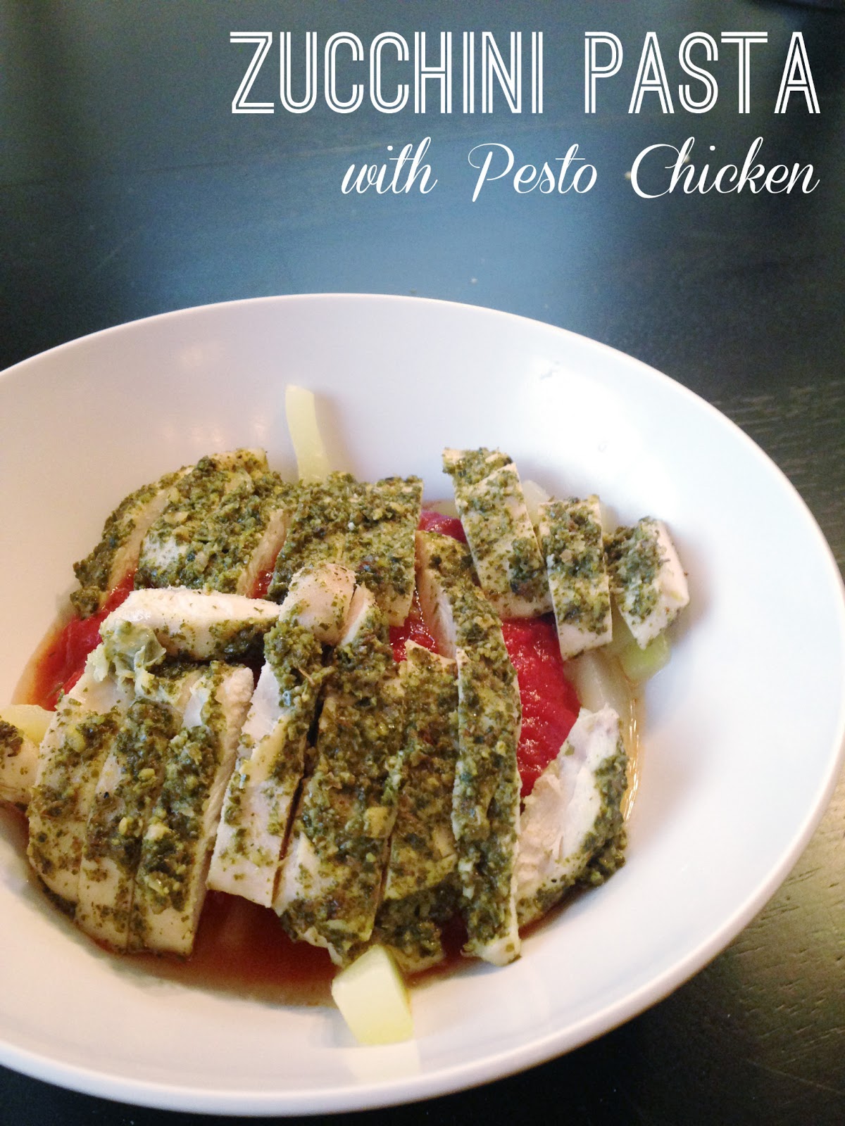 Eating Cleaner Zucchini Pasta with Pesto Chicken