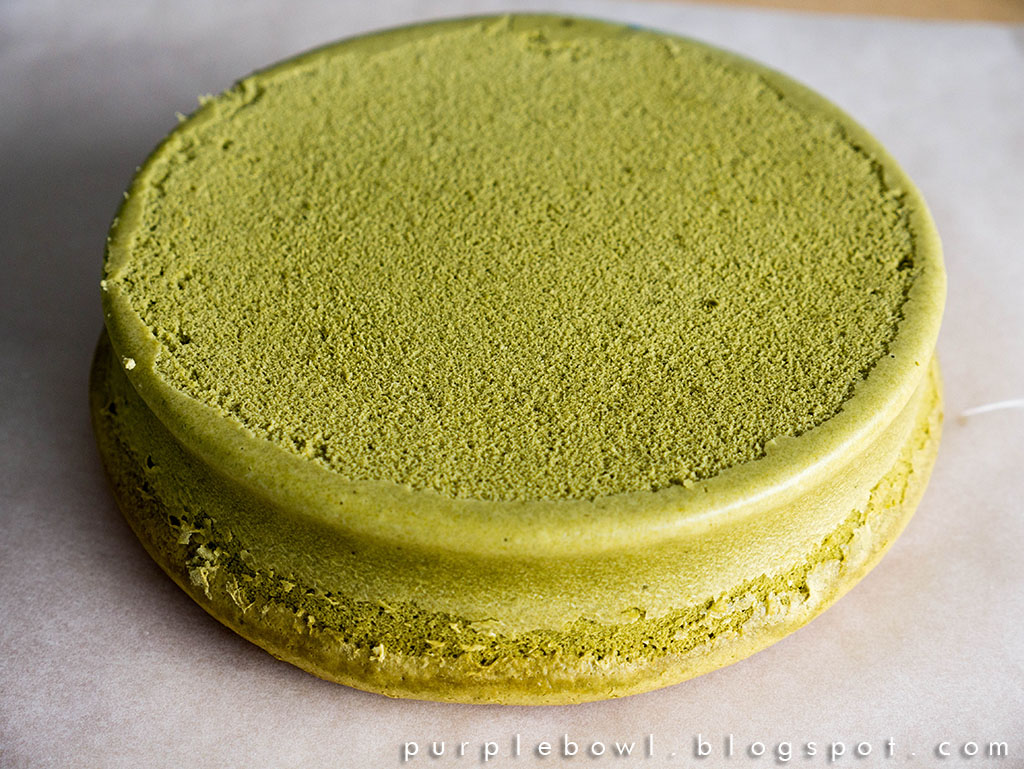 Purple bowl Japanese green tea cheesecake recipe