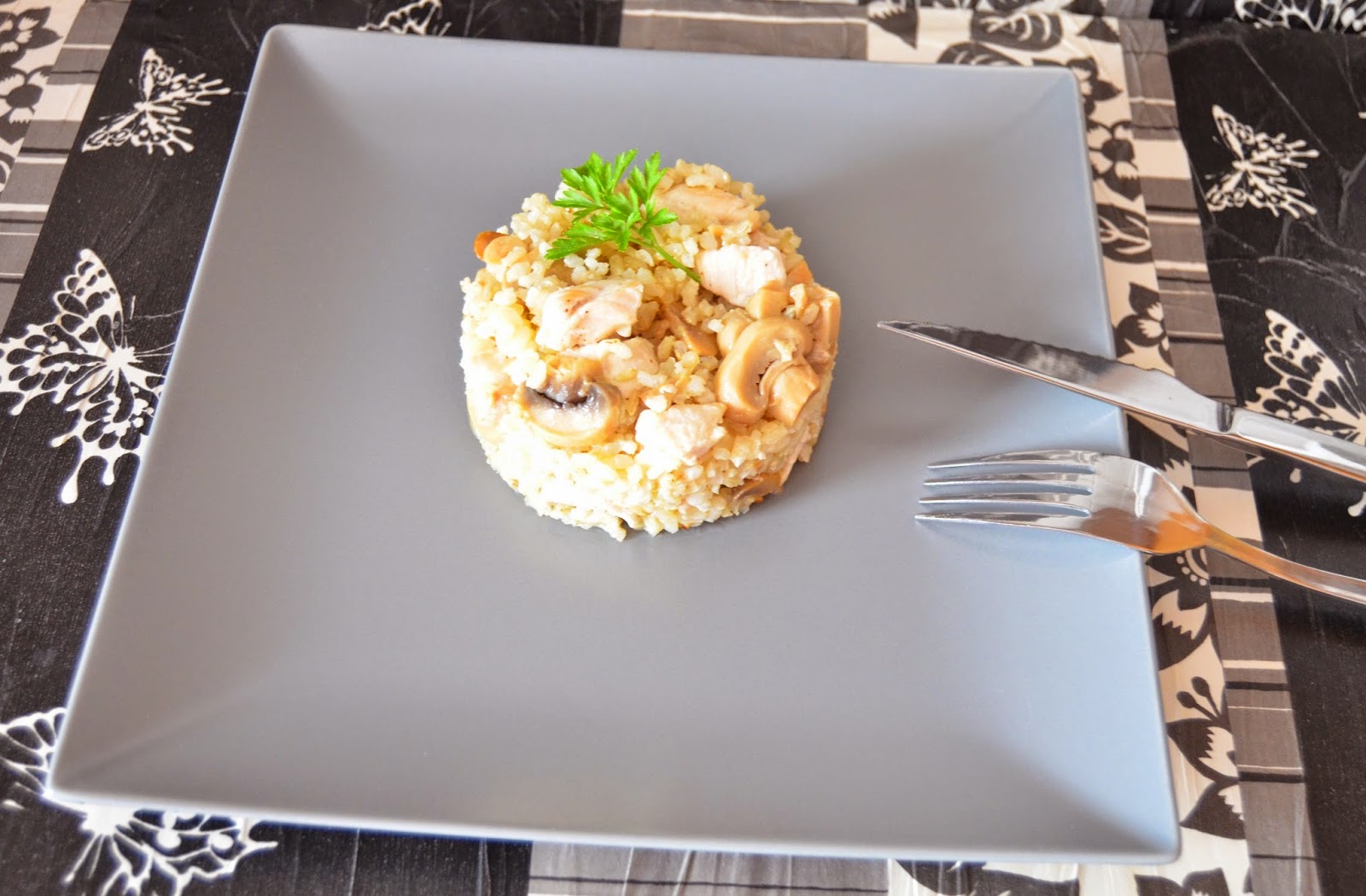 Arroz Integral Con Pollo Y Champiñones Al Limon
