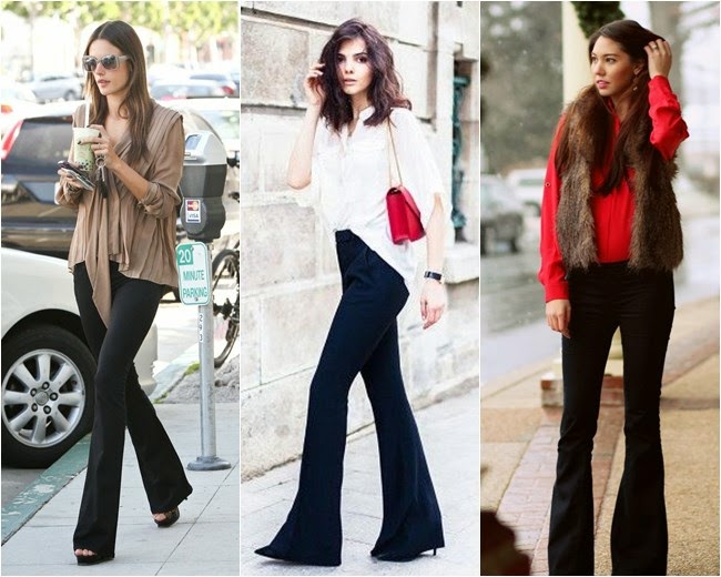 scarpin com calça flare