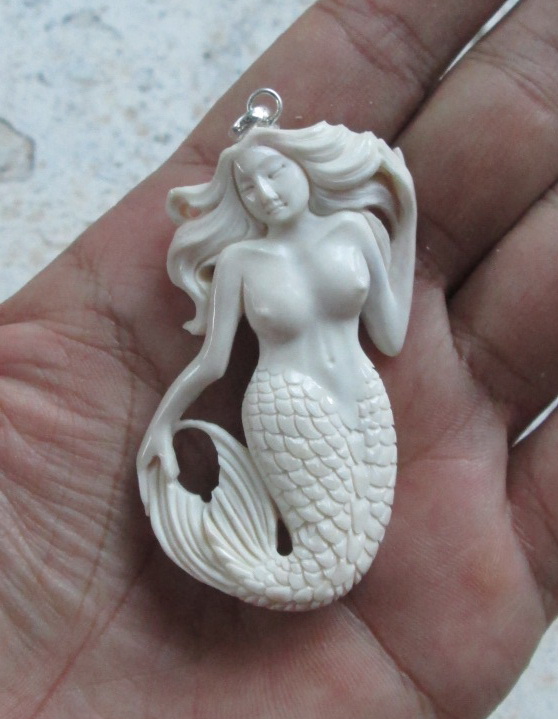 Mermaid Carved Bone Pendants Mermaid Carved Bone Pendants