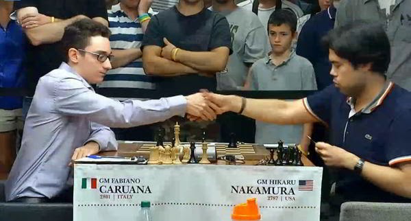 Fabiano Caruana contre Hikaru Nakamura - Photo © site officiel Fabiano Caruana contre Hikaru Nakamura - Photo © site officiel