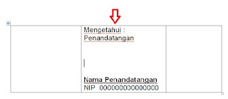 Contoh hasil penanda tangan dengan fasiltas insert table Cara mudah dan cepat membuat nama penanda tangan rata tengah