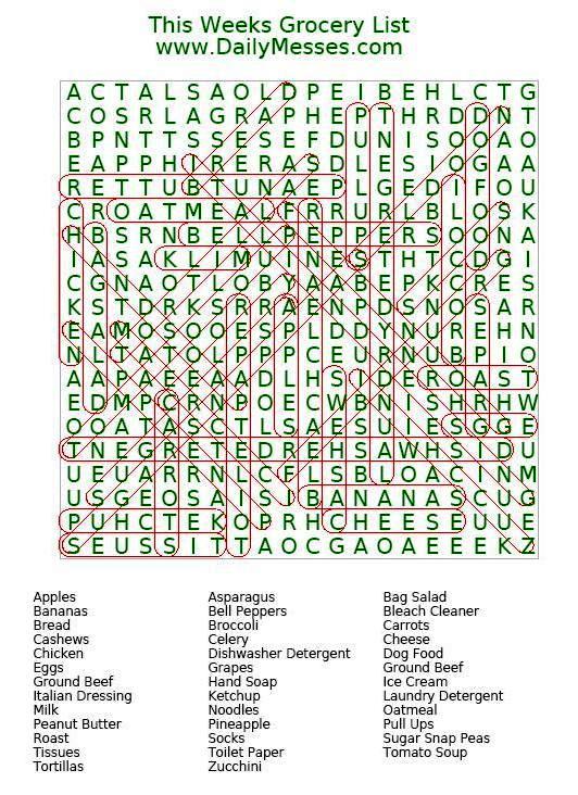 Daily Messes Word Find