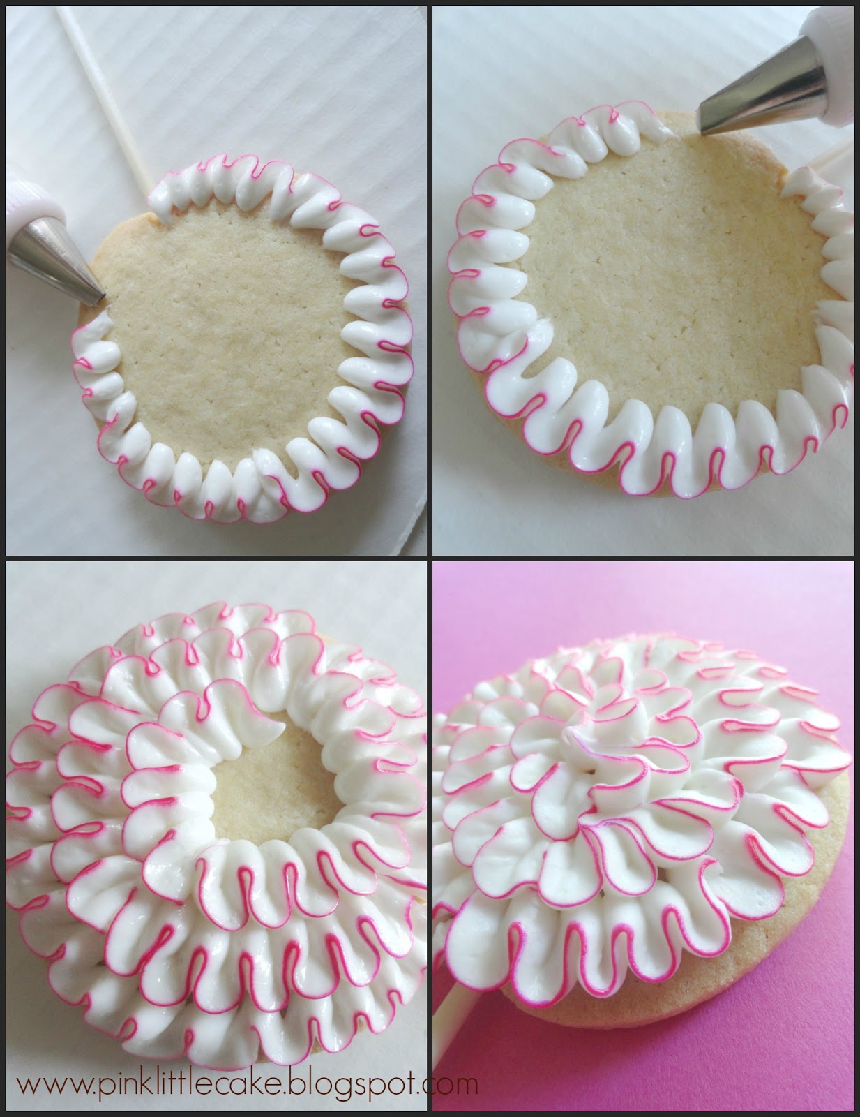 Pink Little Cake Buttercream Ruffle Cookie Pops