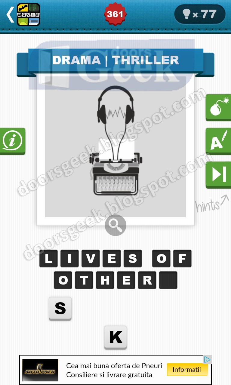 Movie Quiz Level 361 (bubble quiz games) Doors Geek