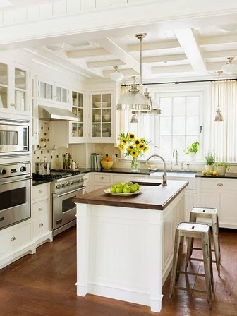ceiling with exposed beams for kitchen