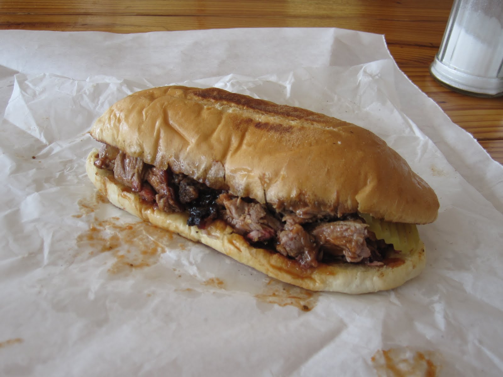 Man Up Tales of Texas BBQ™ Choppedbeef po' boy at Davila's BBQ