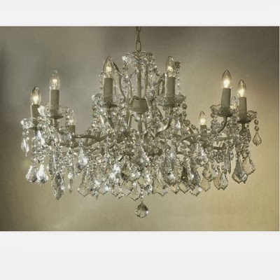 Adele French Antique Crystal Chandelier Vintage Style Ivory 12 Arm