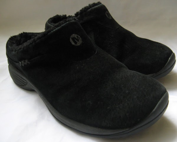 merrell black leather clogs