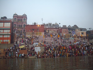 Ritual bathing at "Kedar Ghat" in  Varanasi on Dev Deepavali (Karthik Purnima ) Day.