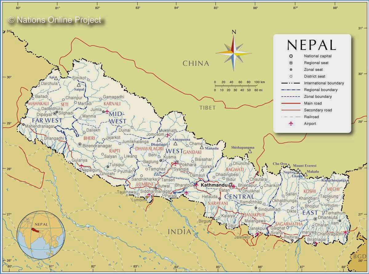 Political Maps of Nepal Free Printable Maps