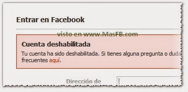 Facebook Inhabilitado o deshabilitado Facebook Inhabilitado o deshabilitado
