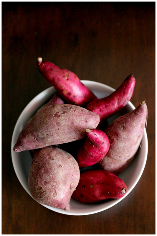 Foodagraphy. By Chelle. Dual coloured sweet potato chakin shibori