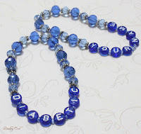 Sapphire Personalized Name and Diabetic Bracelet Set by Beading Owl