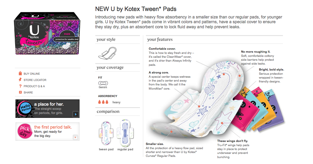 Why does everything need a title? NEW U by Kotex Tween* Pads