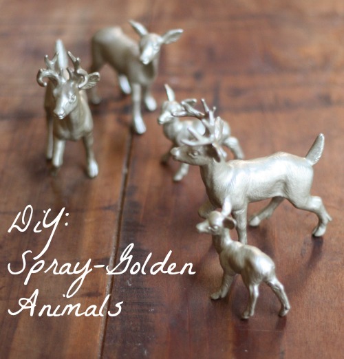 DIY Spray Golden Deer Family 17 Apart