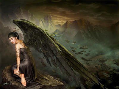 Black Angel Fantasy Artist Yuehui Tang Wallpaper