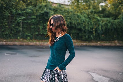 glitter skirt, sequin skirt, sparkly skirt, fall fashion, sam edelman booties, loft sweater, turquoise, fall fashion, fall style 2014