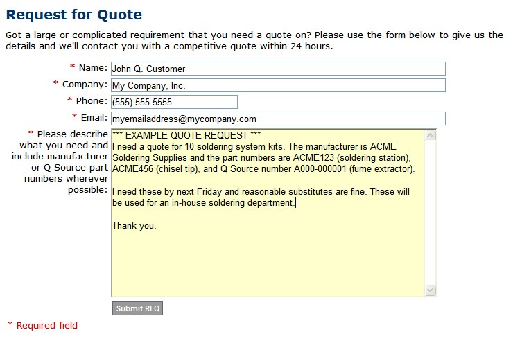 The Q Source Resource Can We Quote You On That An Rfq How To Industry News Product Previews Request For Quote Email Template