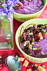Purple Sweet Potato Coconut Cream Breakfast Bowl with High Antioxidant Trail Mix