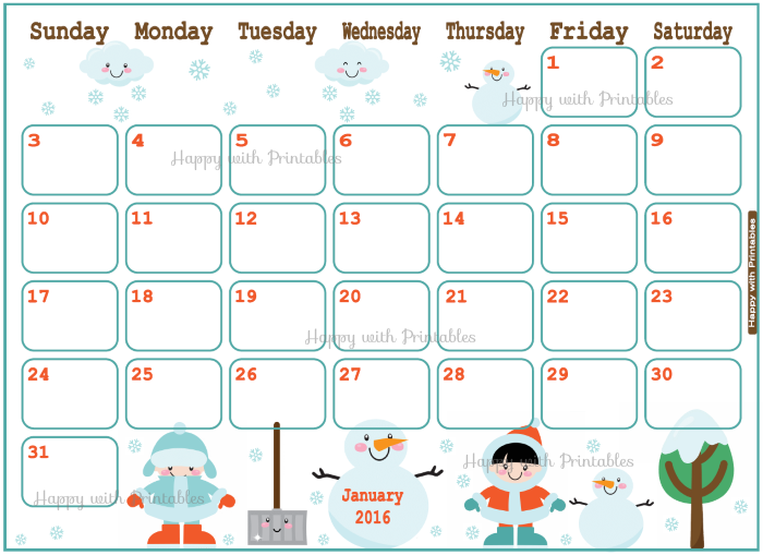 decorative calendar template happywithprintables january 2016 planner winter planner decorative calendar template happywithprintables january 2016 planner winter planner