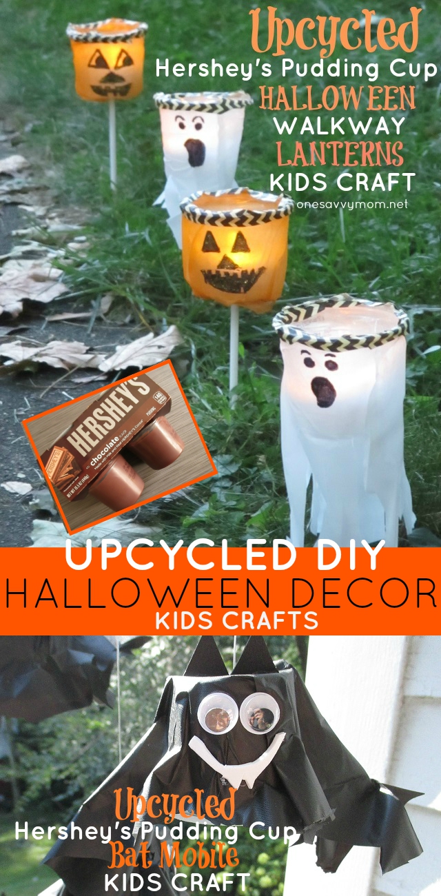 Upcycled Halloween Kids Crafts & Simple DIY Decor - Hershey's Ready To Eat Pudding Cups #ReadySetSnack One Savvy Mom onesavvymom blog nyc
