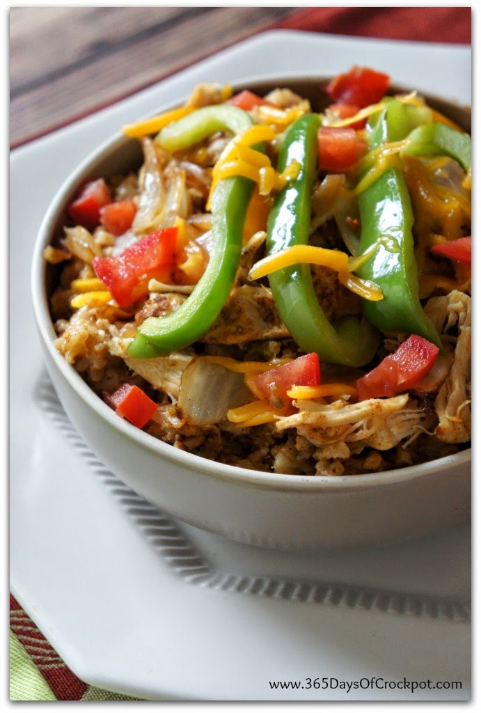 365 Days of Slow Cooking Slow Cooker Chicken Fajita Rice Bowls