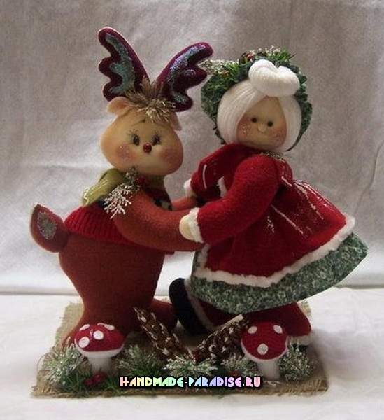 Выкройка рождественского оленя с подружкой