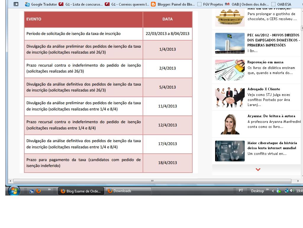 Inscricao exame da ordem
