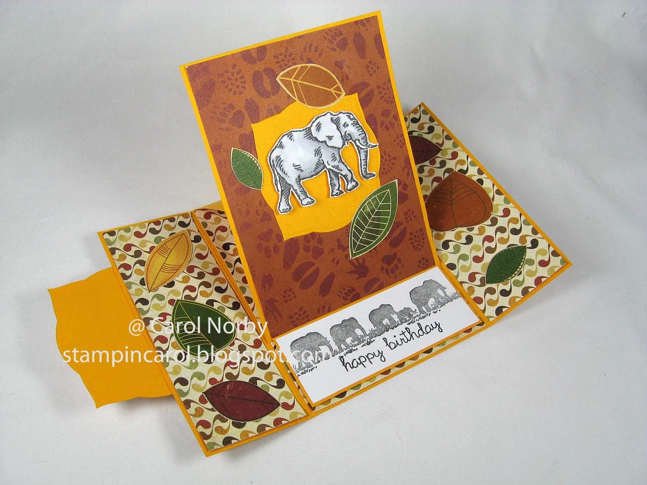 Stampin Carol Gatefold Easel Card with Template