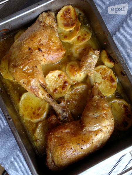 desayuno de domingo: Pollo asado con majado de tomillo y hojas de lima  kaffir