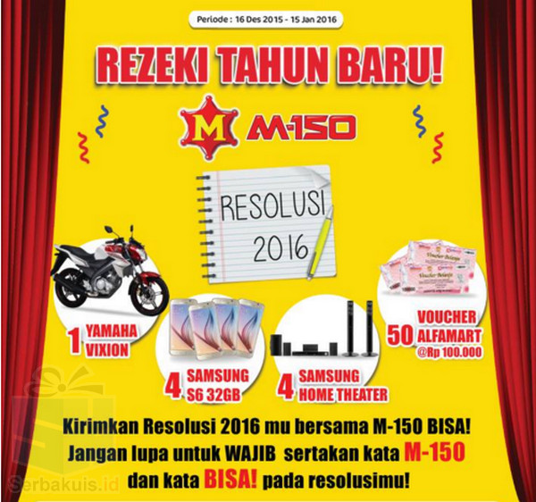 Undian Rezeki Tahun Baru M-150 Berhadiah 1 Yamaha Vixion Undian Rezeki Tahun Baru M-150 Berhadiah 1 Yamaha Vixion