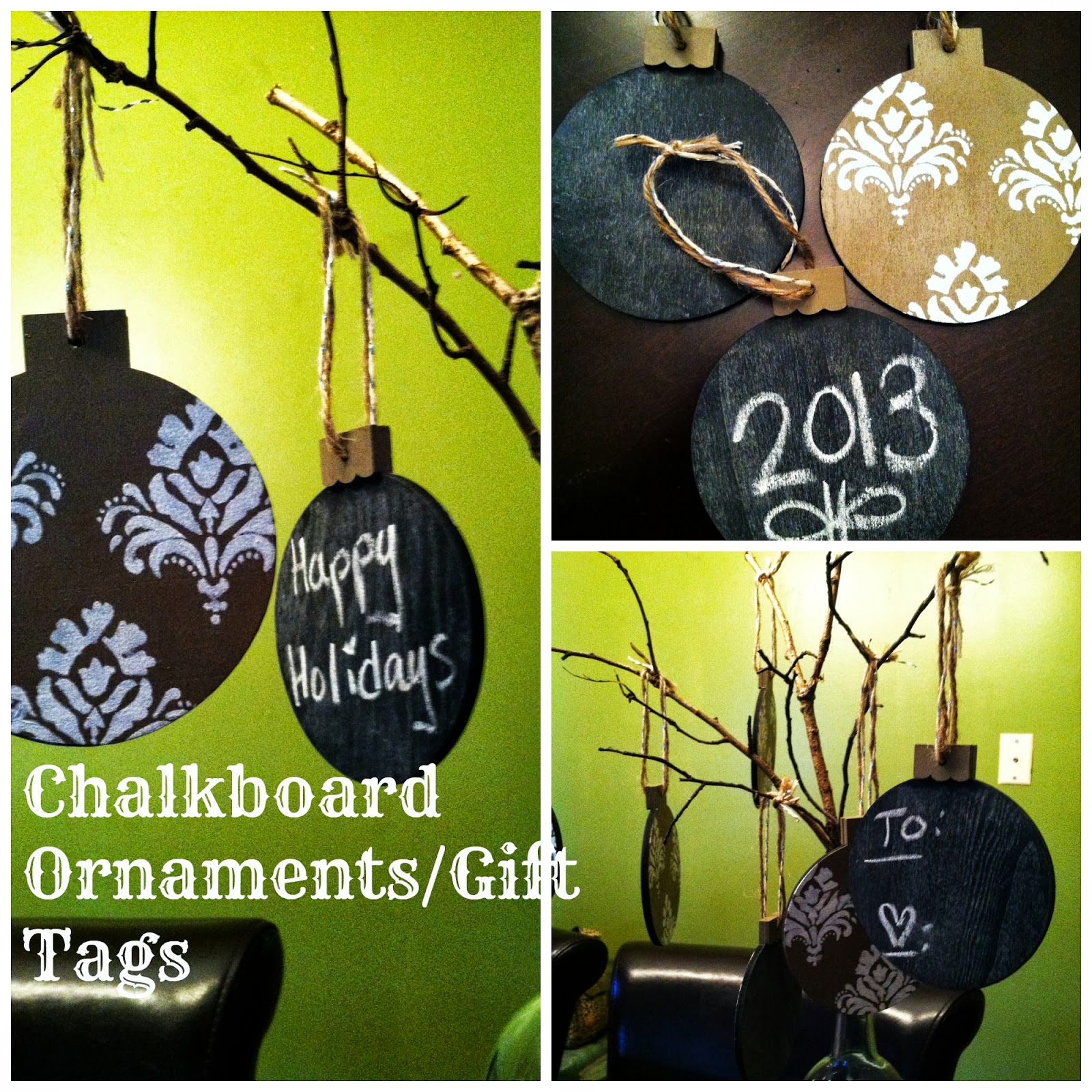 Burlap And Bananas Diy Chalkboard Ornaments Gift Tags