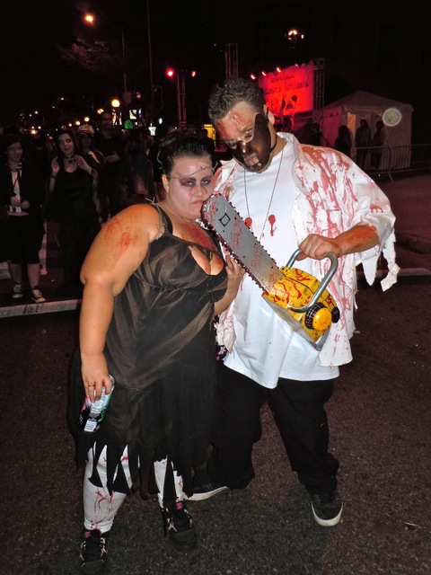 West Hollywood Halloween Chainsaw couple