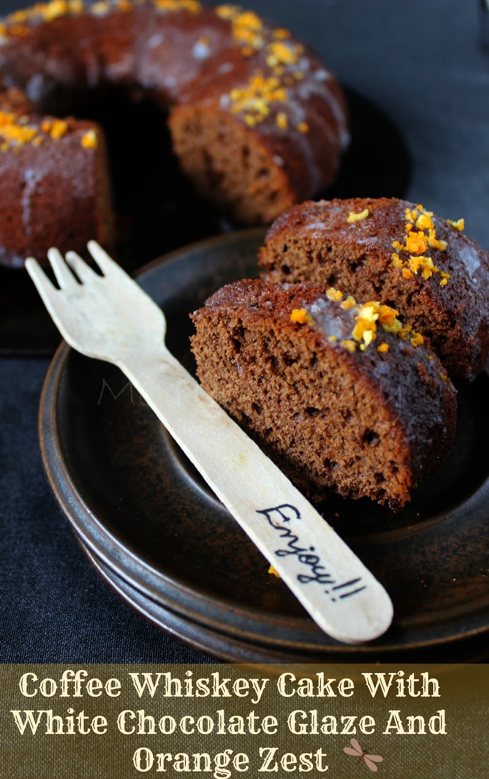 Merry Tummy Coffee Whiskey Cake With White Chocolate Glaze And Orange Zest