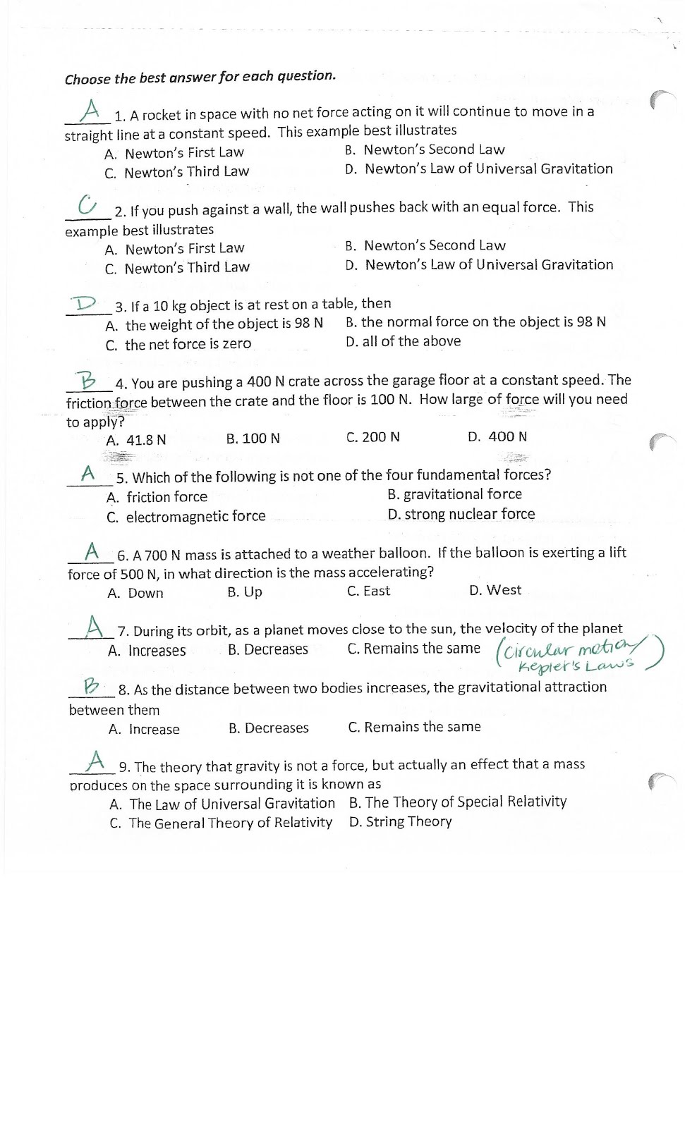 PHYSICS WITH COACH T: 22 Inside Universal Gravitation Worksheet Answers