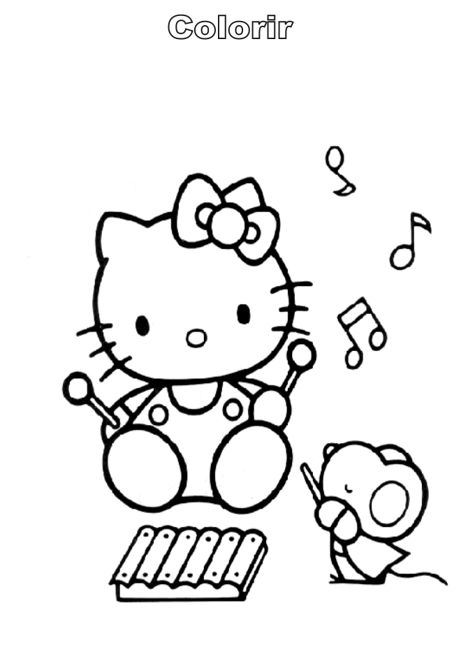 imagens hello kitty tocando musicas pintar Desenhos Para Colori hello kitty tocando musicas desenhar