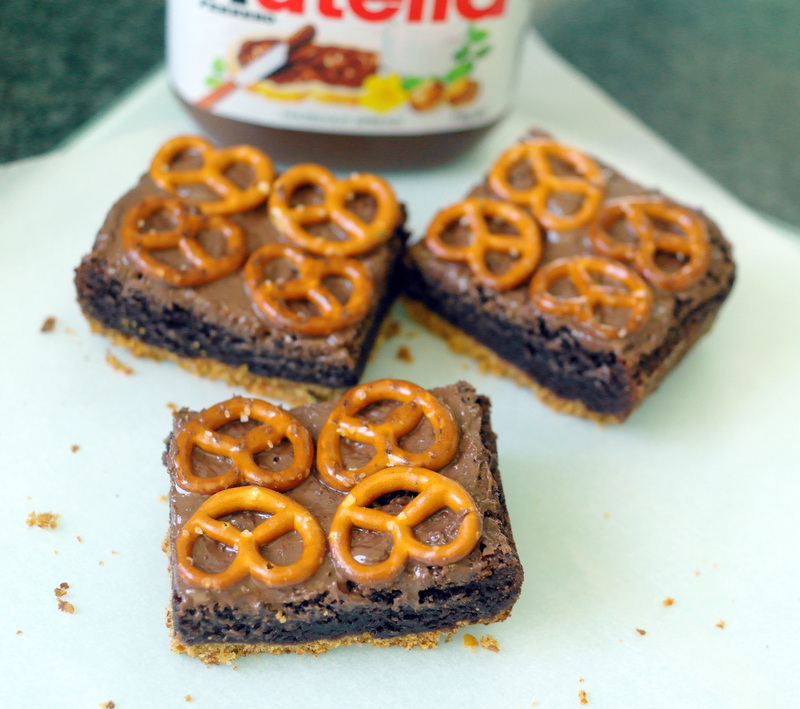 Around le globe Nutella pretzel brownies
